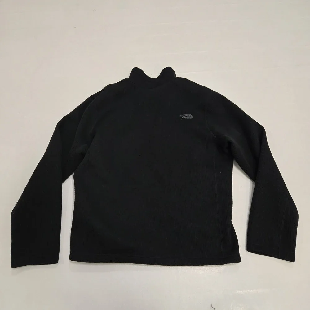 The North Face  Full Zip Knit Sweater Jacket Mens Sz Large Black‎ Ski USANA Poly